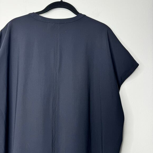 Alembika Art Print Lagenlook Dress Black Gray Viscose Midi Short Sleeve Sz 4 - Picture 6 of 8